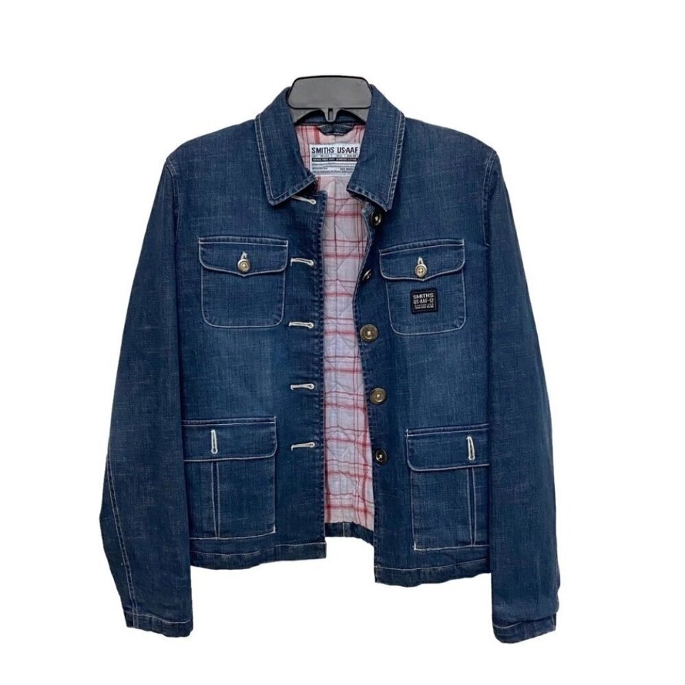 Smiths US-AAF Women’s Blue Denim Utility Workwear Quilted Jean Jacket